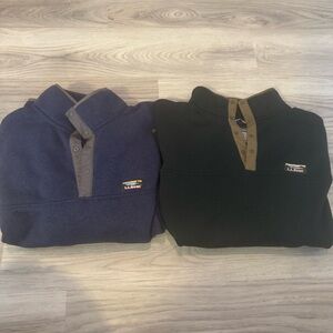 L.L. Bean Mens XL Fleece Pullover Sweater Lot Of 2. Navy and Hunter Green